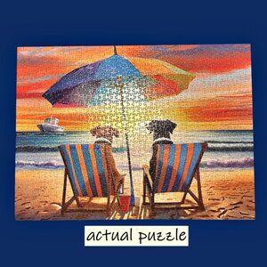 Dog Beach Jigsaw Puzzle 1000 Piece with Poster Sure Lox 27 x 20 Inch COMPLETE!!